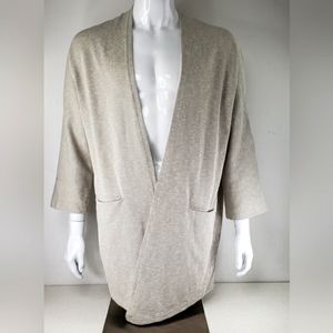 Donni Sandwash Ribbed Open Cardigan One Size 3/4 Sleeves 2 Front Pockets New